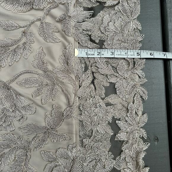 Tadashi Shoji Chloe Embroidered Lace Tulle Illusion Boat Neck Gold Dress 10 - Picture 16 of 16